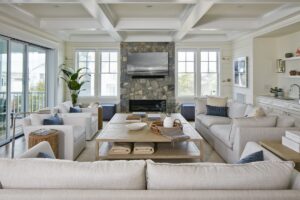 Fresh living room in coastal home.
