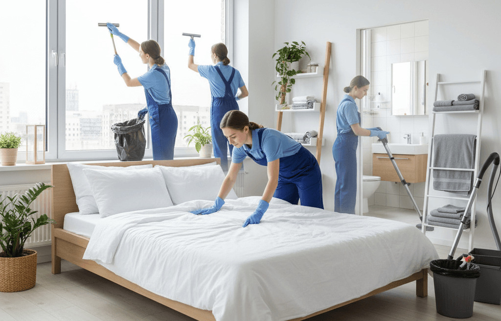 Airbnb turnover cleaning preparing beach rental for guests on 30A